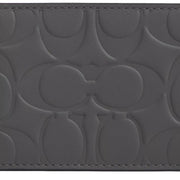 Closeup of Coach Compact Billfold Wallet In Signature Leather - Charcoal CAK34