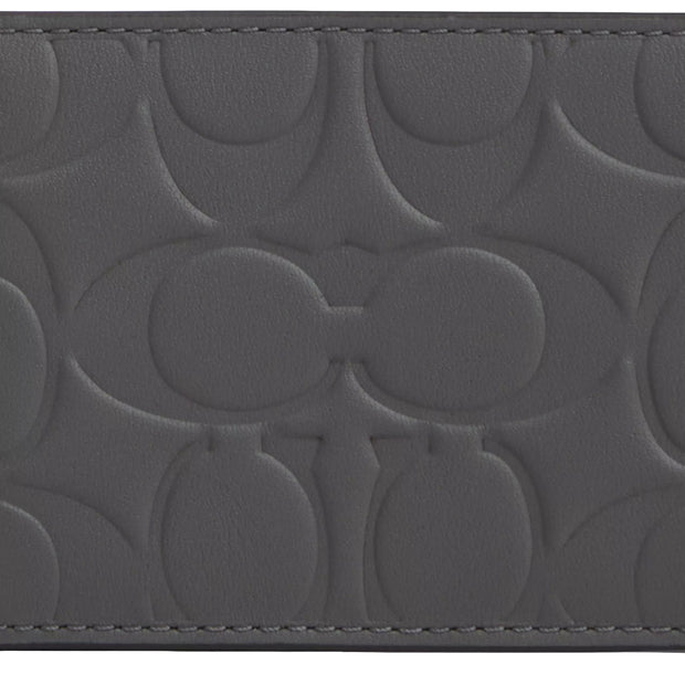 Closeup of Coach Compact Billfold Wallet In Signature Leather - Charcoal CAK34