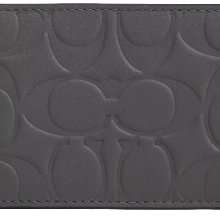 Closeup of Coach Compact Billfold Wallet In Signature Leather - Charcoal CAK34