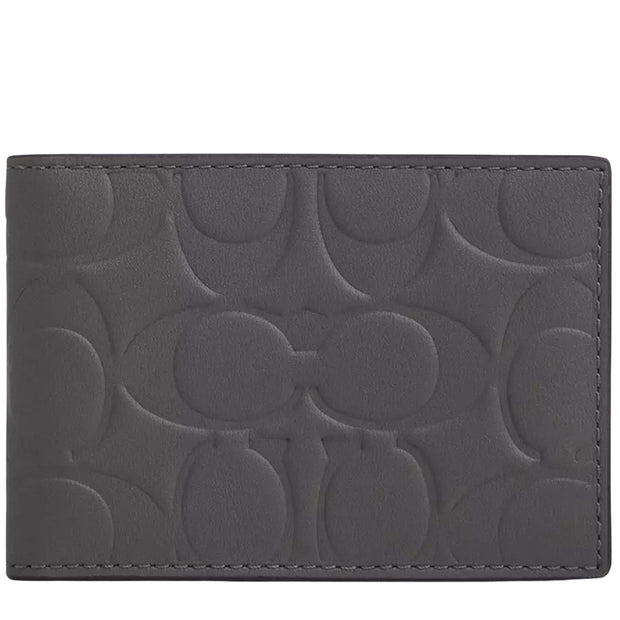 Front View of Coach Compact Billfold Wallet In Signature Leather - Charcoal CAK34