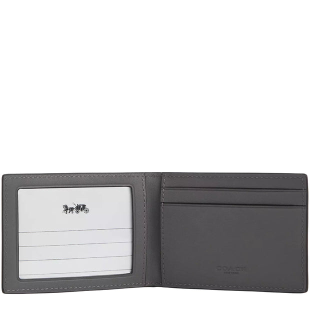 Interior View of Coach Compact Billfold Wallet In Signature Leather - Charcoal CAK34