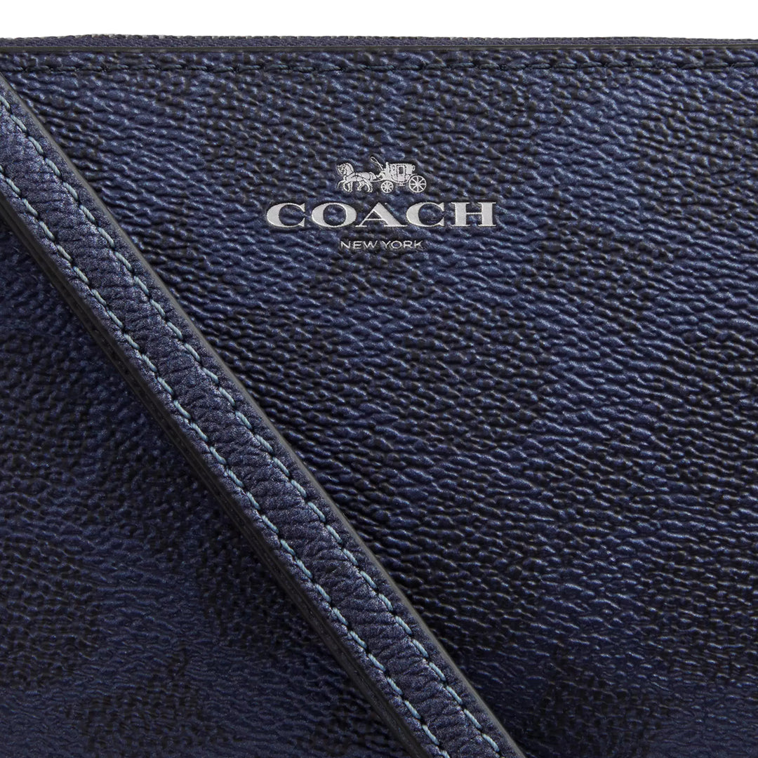 Coach Corner Zip Wristlet In Signature Canvas - Blue/ Navy CCK71