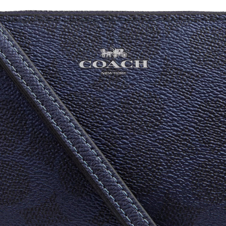 Coach Corner Zip Wristlet In Signature Canvas - Blue/ Navy CCK71