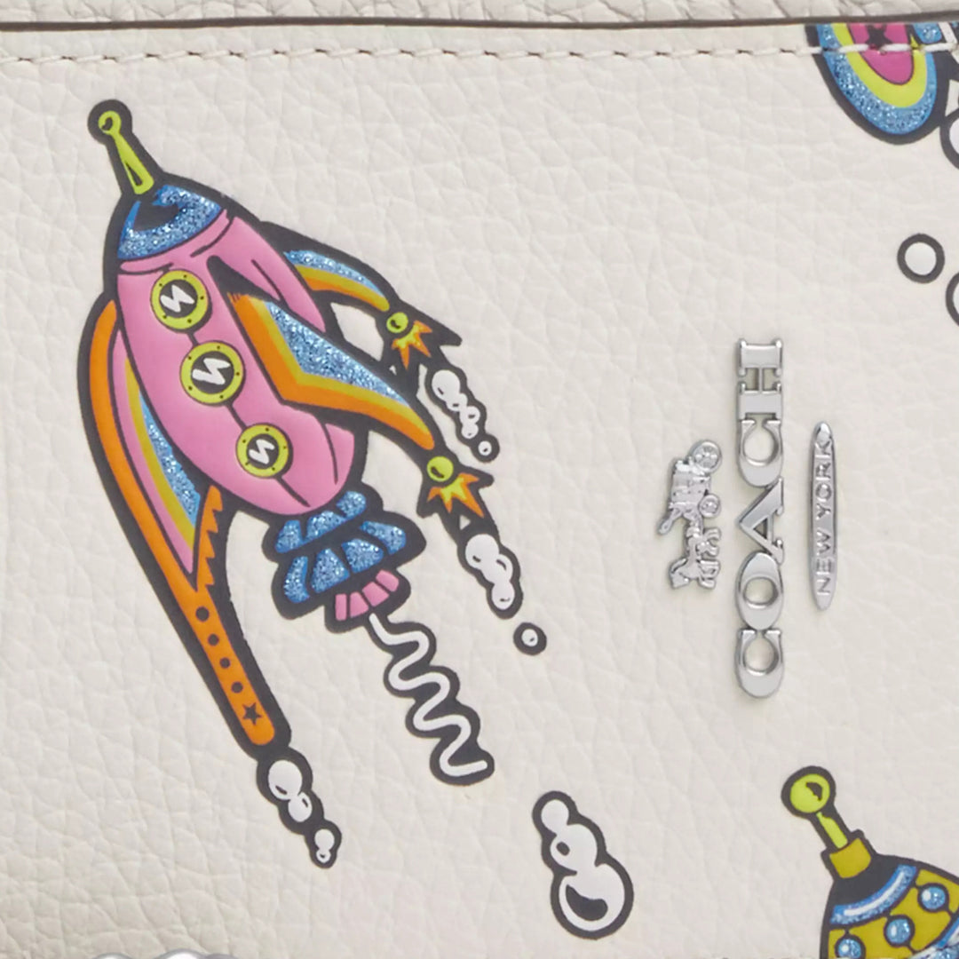 Buy Coach Cosmic Coach Zip Card Case With Rocket Print in Chalk