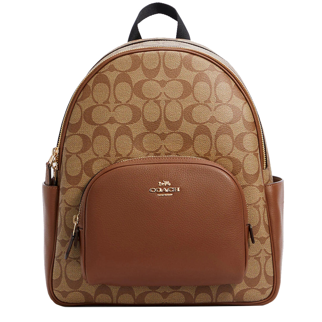 Coach Court Backpack Bag In Signature Canvas in Khaki/ Saddle 2 5671 –  PinkOrchard.com