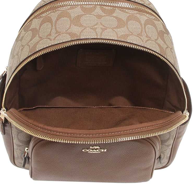 Coach Court Backpack Bag In Signature Canvas in Khaki/ Saddle 2 5671