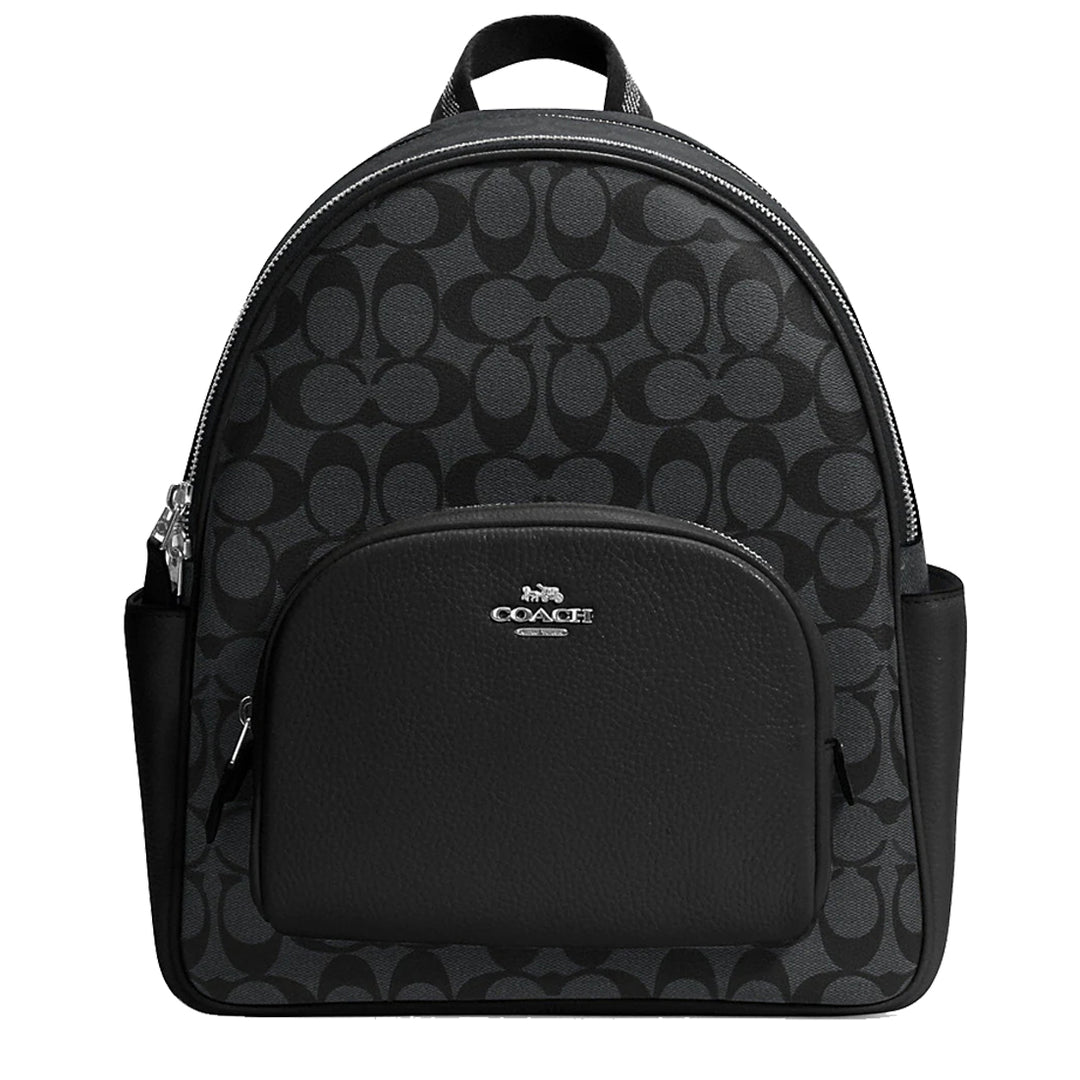 Coach Court Backpack Bag In Signature Canvas in Graphite/ Black 5671 PinkOrchard.com Coach Court Backpack Bag In Signature Canvas in Graphite/ Black 5671 PinkOrchard.com