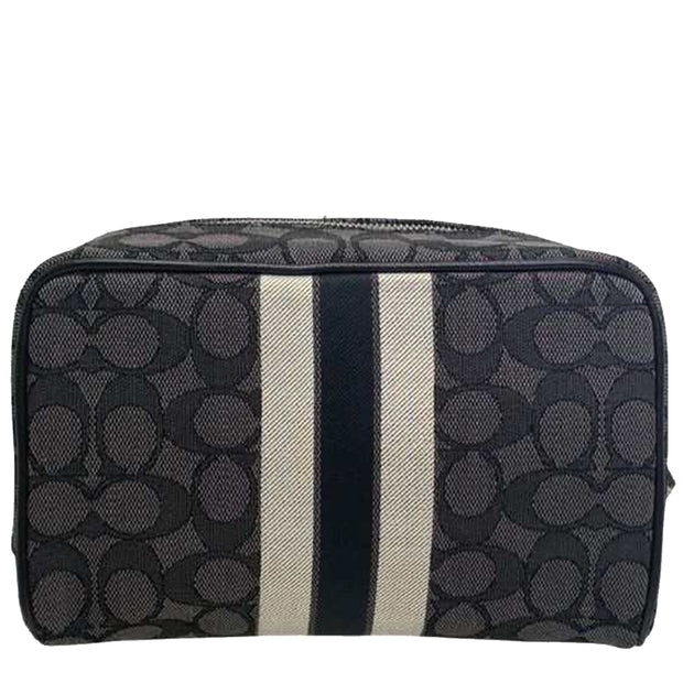 Buy Coach Dempsey Boxy Cosmetic Case Bag 20 In Signature Jacquard With Stripe And Coach Patch In Black Smoke Black Multi C9119 Online in Singapore | PinkOrchard.com