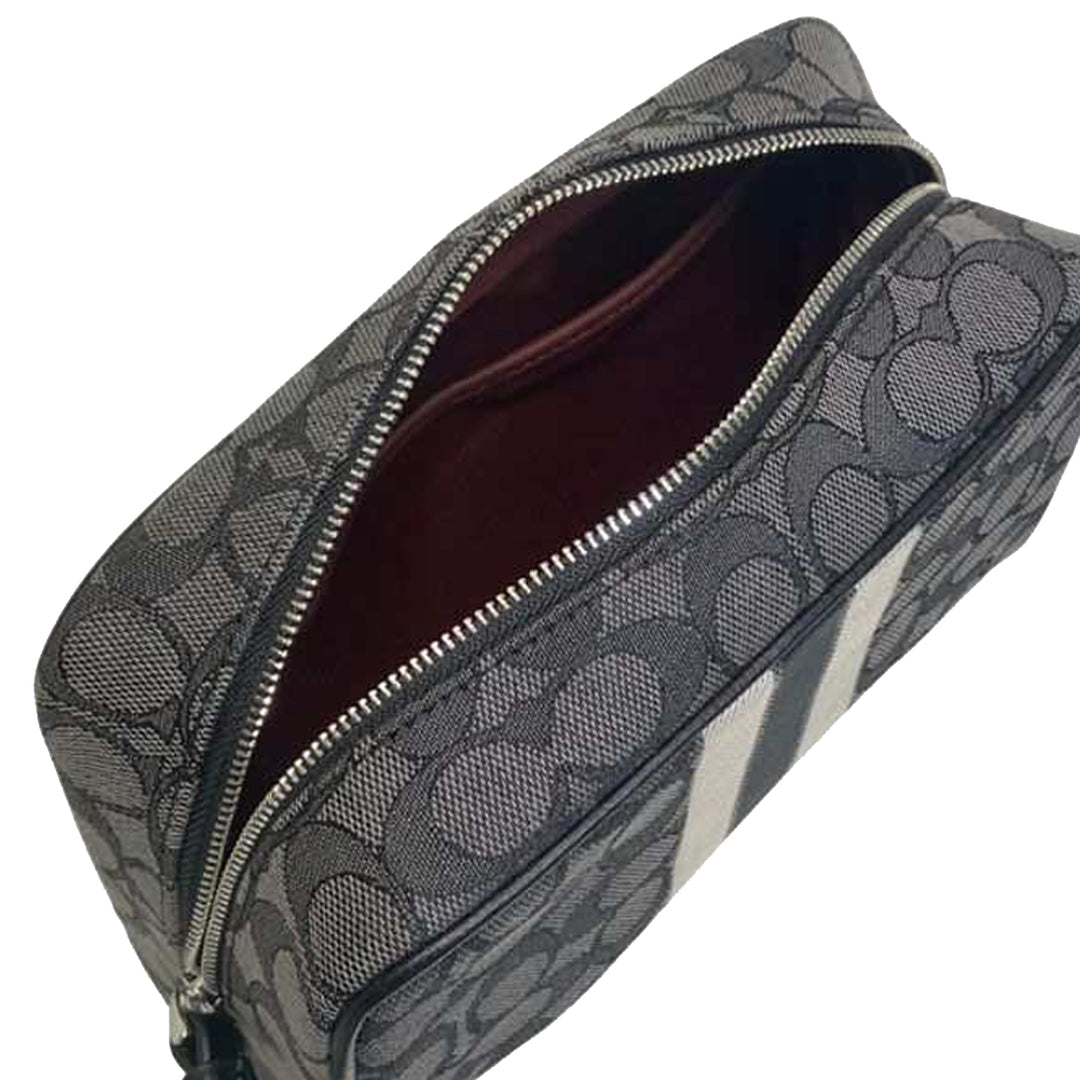 Buy Coach Dempsey Boxy Cosmetic Case Bag 20 In Signature Jacquard With Stripe And Coach Patch In Black Smoke Black Multi C9119 Online in Singapore PinkOrchard
