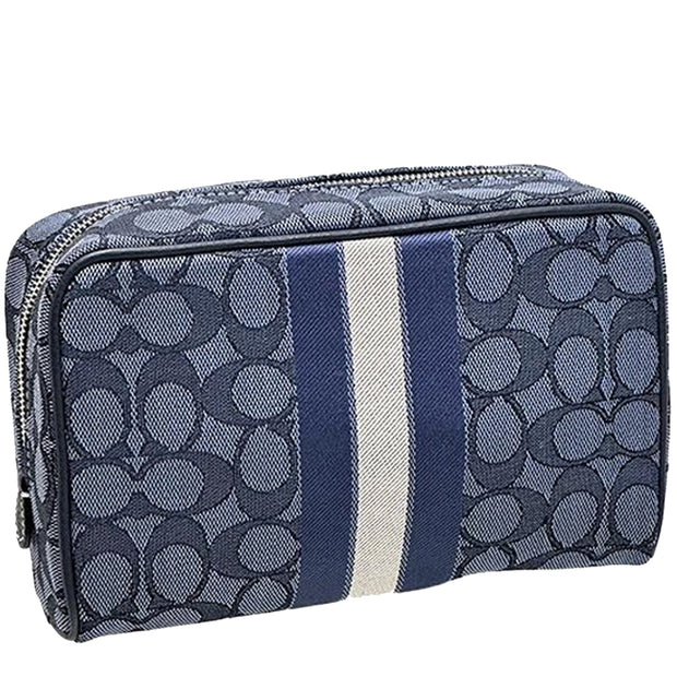 Buy Coach Dempsey Boxy Cosmetic Case Bag 20 In Signature Jacquard With Stripe And Coach Patch In Denim/Midnight Navy Multi C9119 Online in Singapore | PinkOrchard.com