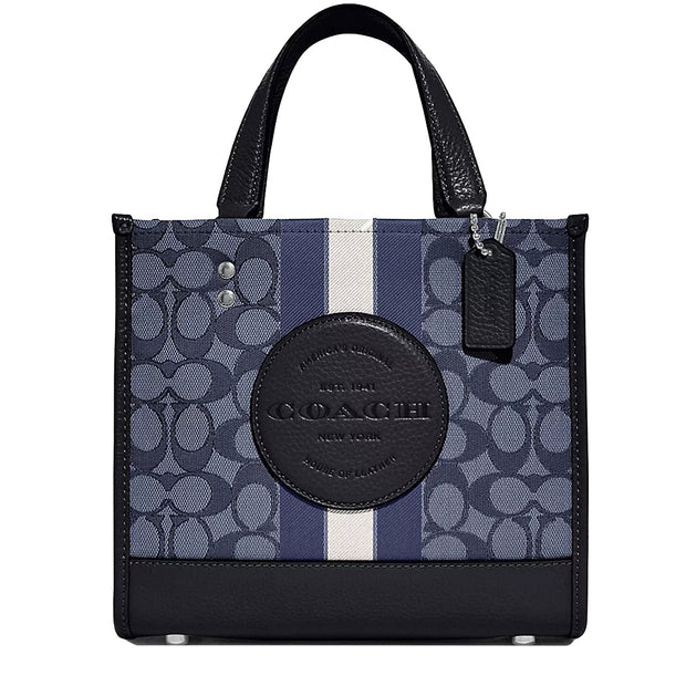 Buy Coach Dempsey Tote Bag 22 In Signature Jacquard With Stripe and Coach Patch in Denim/ Midnight Navy C8417 Online in Singapore | PinkOrchard.com