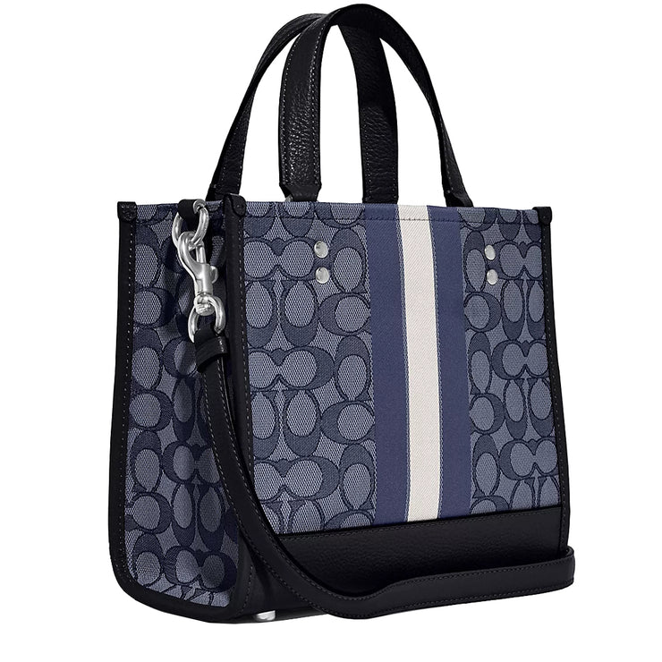 Buy Coach Dempsey Tote Bag 22 In Signature Jacquard With Stripe and Coach Patch in Denim