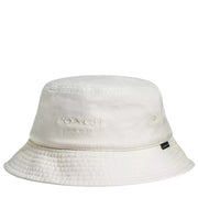 Front View of Coach Denim Bucket Hat - Chalk CAA63