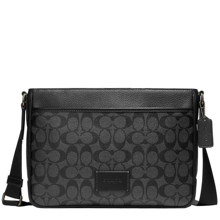 Coach District Crossbody Bag In Signature Canvas in Charcoal/ Black CH078