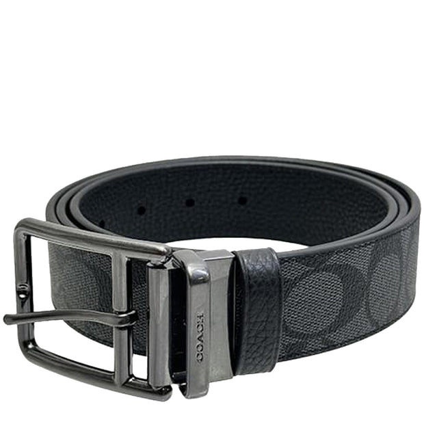 Buy Coach Double Bar Buckle Cut To Size Reversible Belt, 38 Mm in Charcoal/ Black CQ006 Online in Singapore | PinkOrchard.com