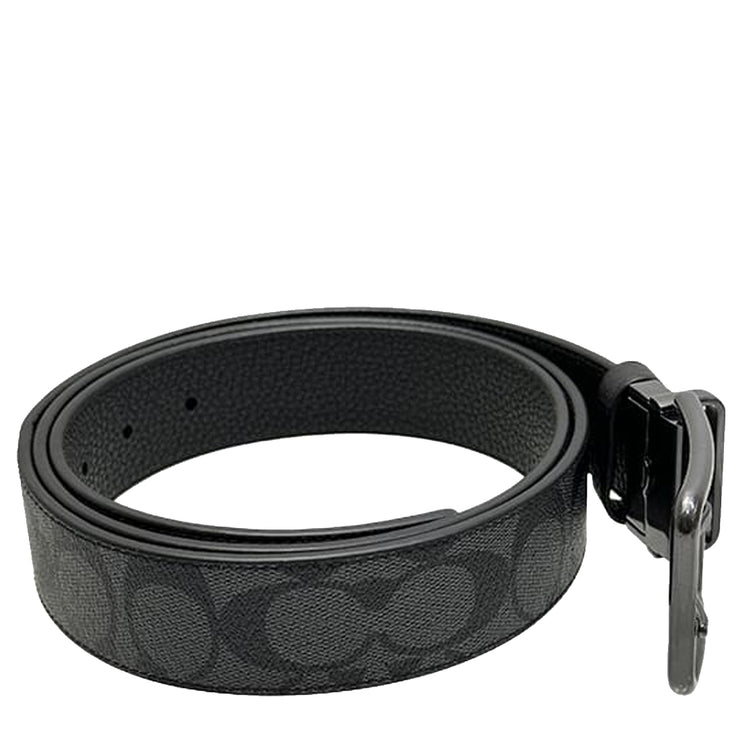 Buy Coach Double Bar Buckle Cut To Size Reversible Belt, 38 Mm in Charcoal/ Black CQ006 Online in Singapore | PinkOrchard.com