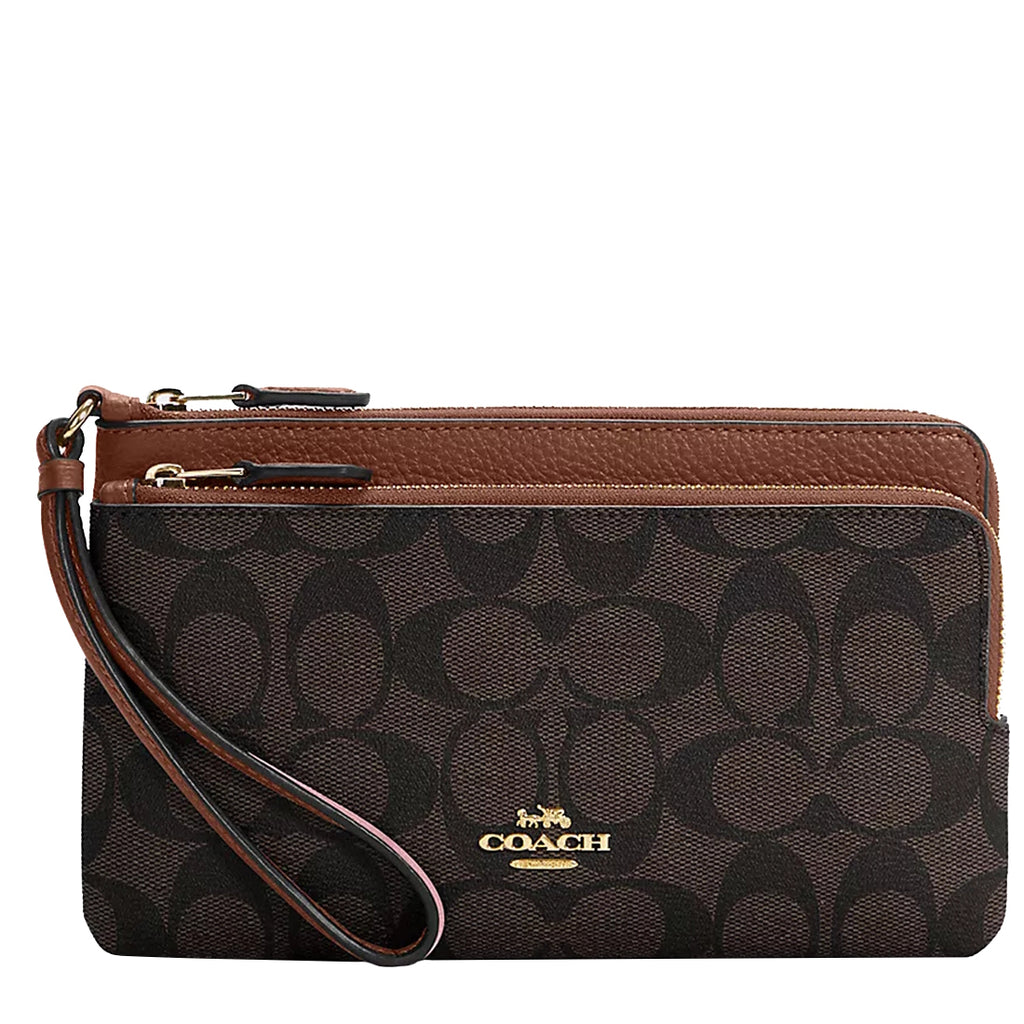 Coach double zip wristlet cheap