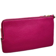 Buy Coach Double Zip Wallet In Signature Canvas in Khaki/ Cerise c5576 Online in Singapore | PinkOrchard.com