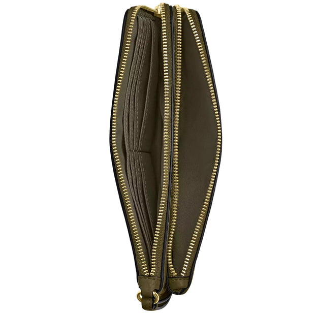 Interior View of Coach Double Zip Wallet In Signature Canvas - Olive CX161