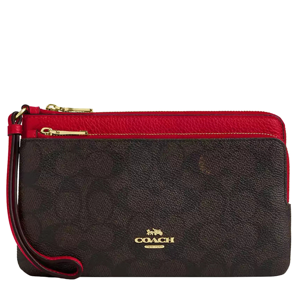 Buy Coach Double Zip Wallet In Signature Canvas in Walnut
