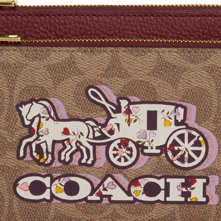 Buy Coach Double Zip Wallet In Signature Canvas With Horse And Carriage Print in Tan/ Black Cherry CX590 Online in Singapore | PinkOrchard.com