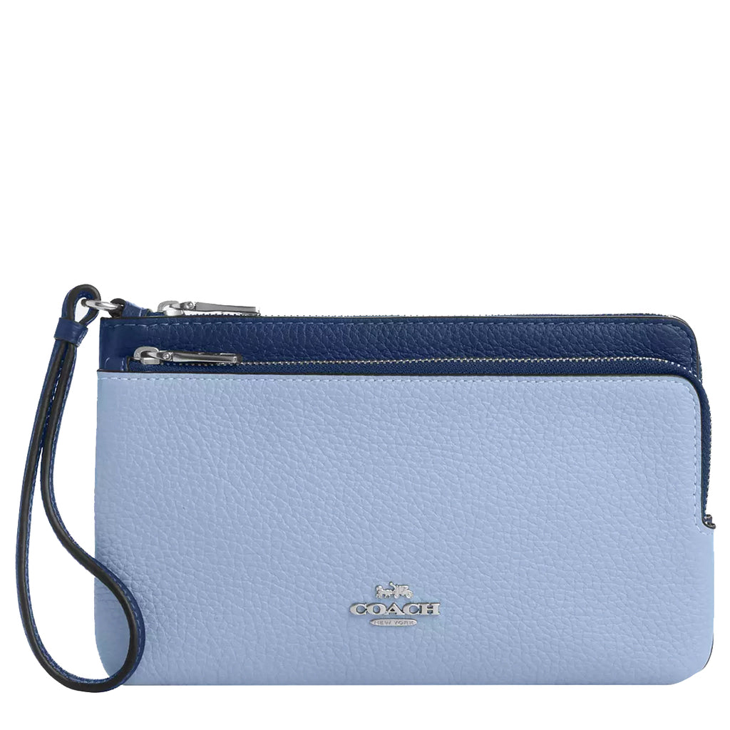 Buy Coach Double Zip Wallet in Light Blue/ Deep Blue CU921 Online