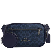 Front View of Coach Elias Belt Bag In Signature Canvas - Denim/ Midnight Navy CZ400