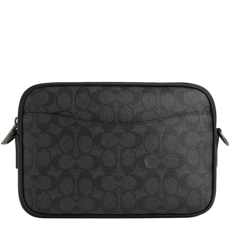 Back View of Coach Elias Crossbody Bag In Signature Canvas - Charcoal/ Black CZ401
