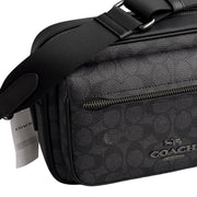 Closeup of Coach Elias Crossbody Bag In Signature Canvas - Charcoal/ Black CZ401