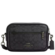 Front View of Coach Elias Crossbody Bag In Signature Canvas - Charcoal/ Black CZ401