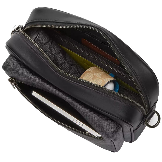 Interior View of Coach Elias Crossbody Bag In Signature Canvas - Charcoal/ Black CZ401