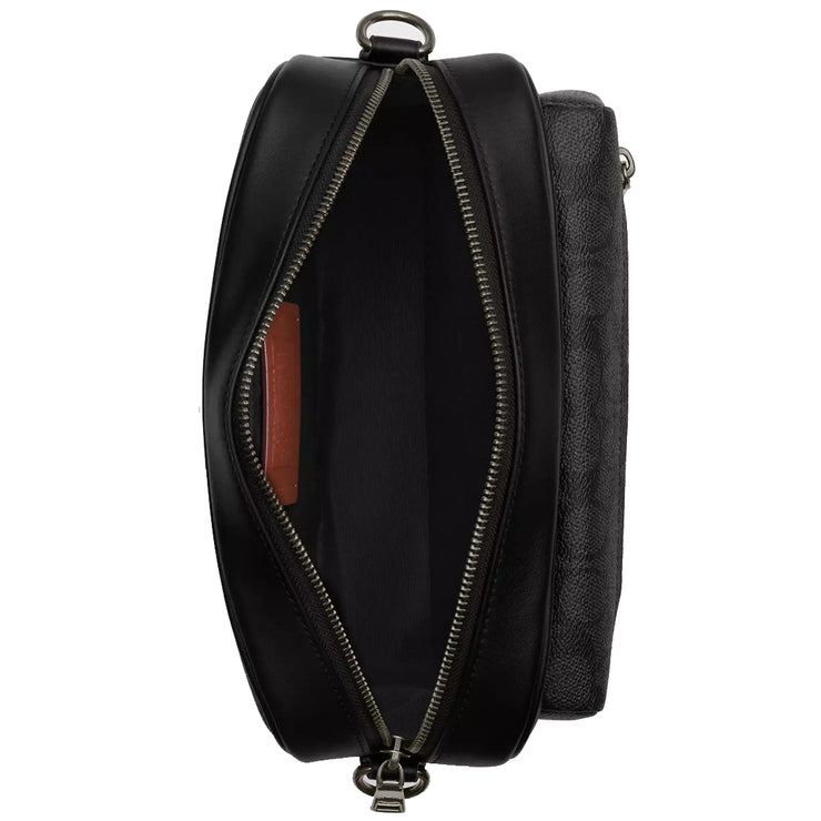 Interior View of Coach Elias Crossbody Bag In Signature Canvas - Charcoal/ Black CZ401