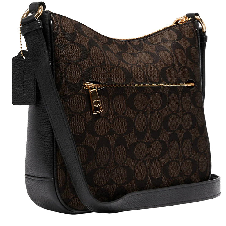 Coach Ellie File Bag In Signature Canvas in Brown/ Black C1649