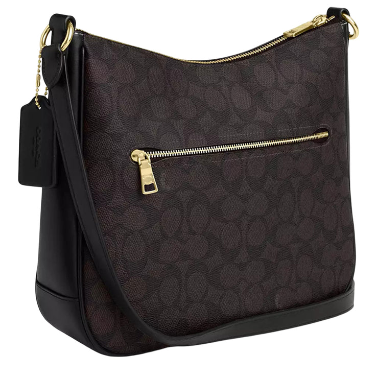 Back View of Coach Ellie File Bag In Signature Canvas - Walnut/Black CZ177
