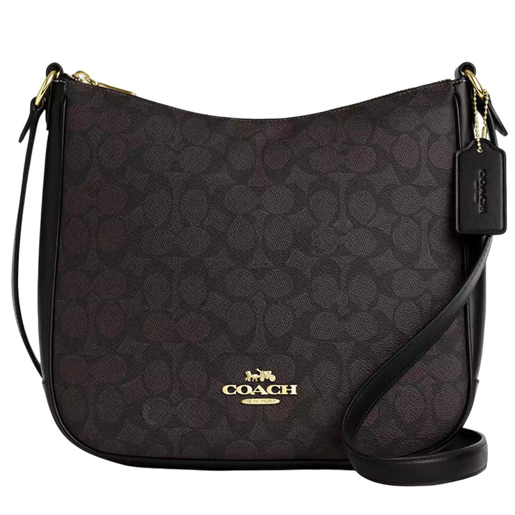 Front View of Coach Ellie File Bag In Signature Canvas - Walnut/Black CZ177