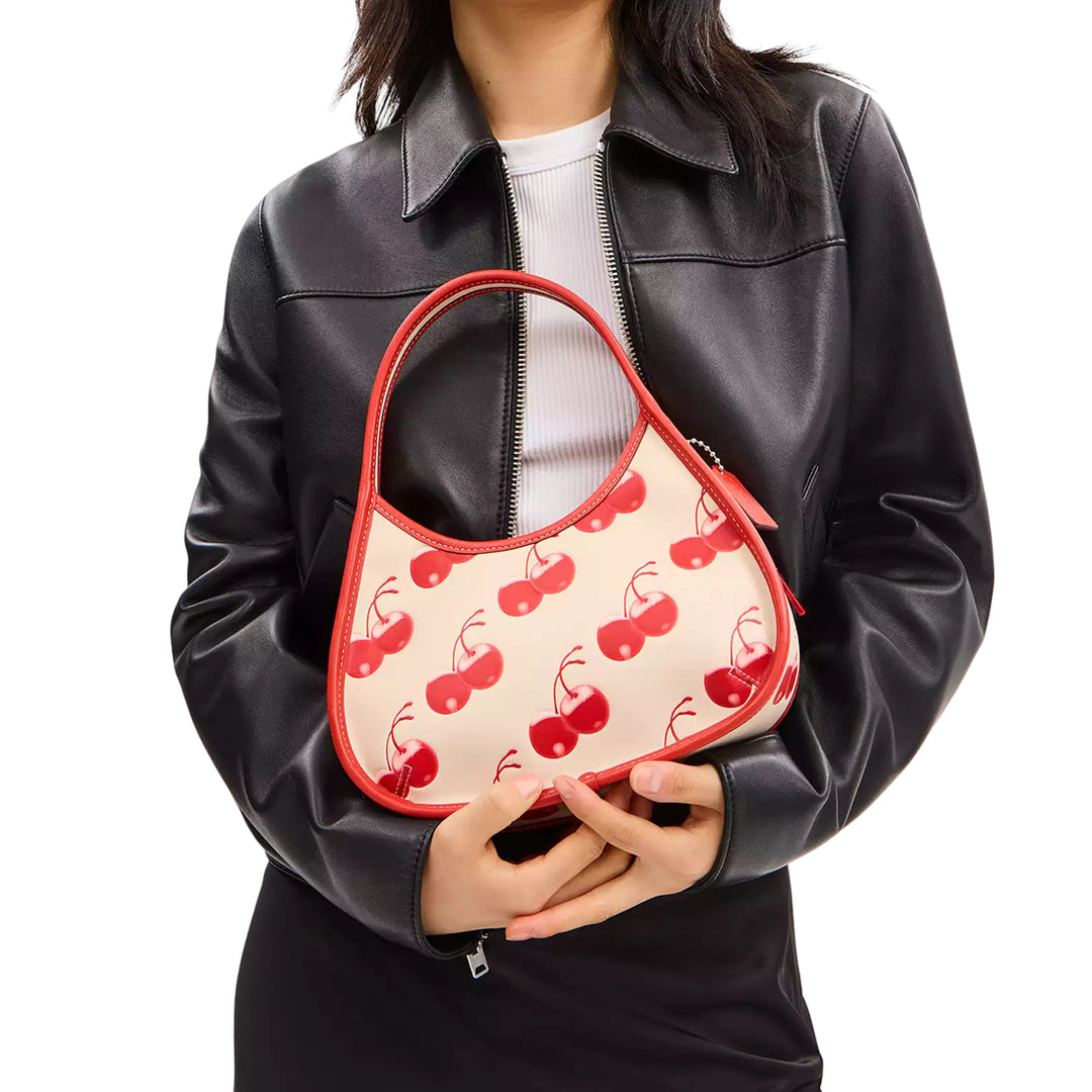 Coach Ergo Bag In Coachtopia Leather With Cherry Print - Cloud