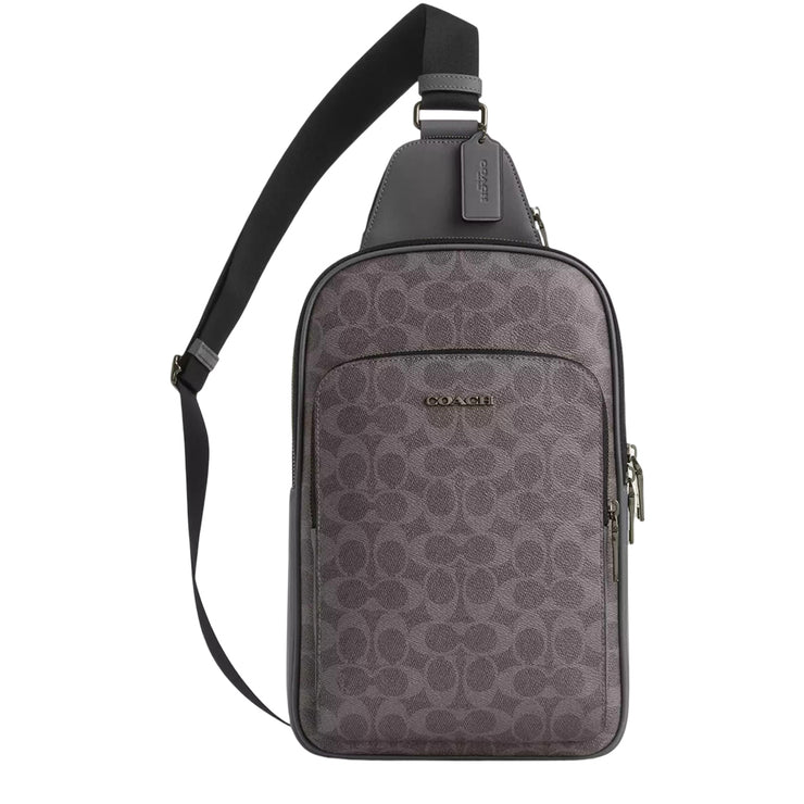 Front View of Coach Ethan Pack Bag In Signature Canvas Bag - Grey/ Charcoal CZ393