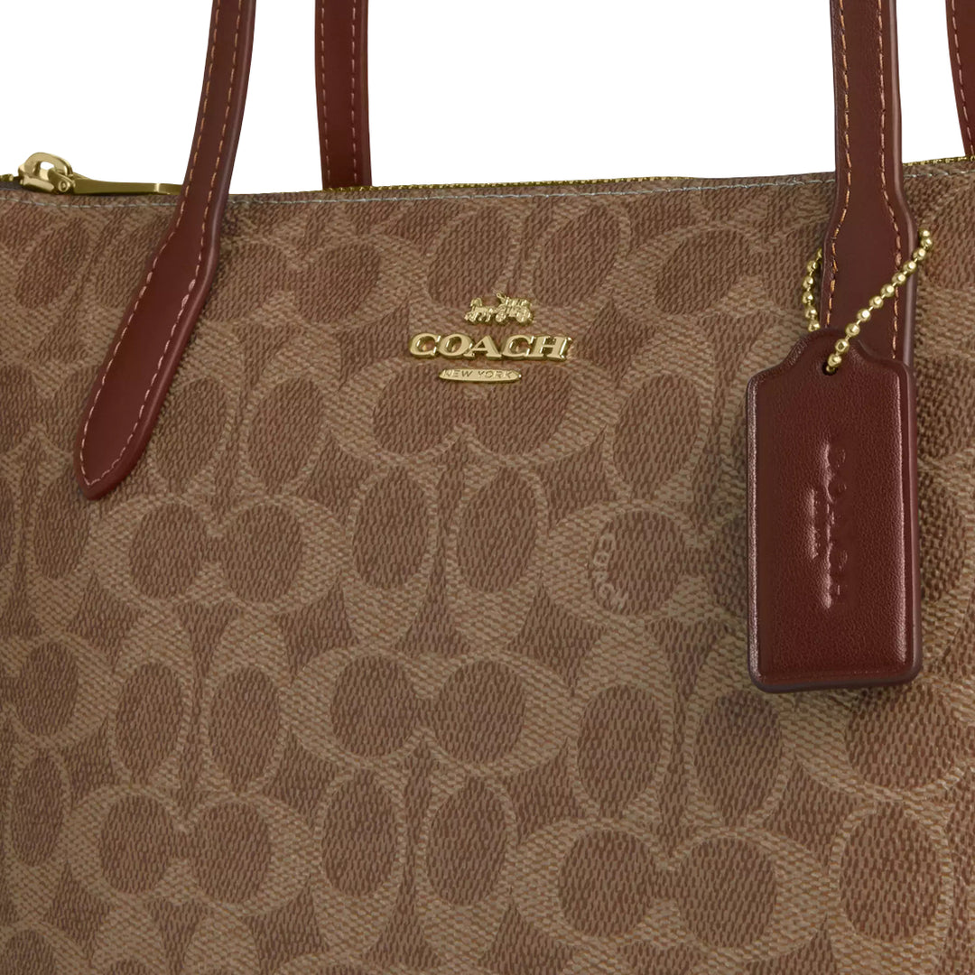 Coach Fiona Zip Tote Bag In Signature Canvas - Tan/ Brown CBT18
