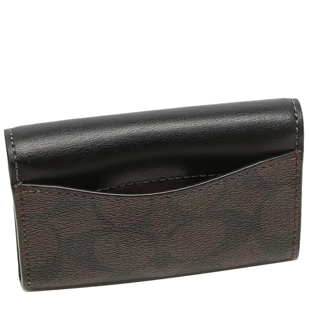 Coach Flap Card Case In Signature Canvas in Brown/ Black CH202