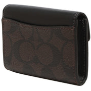 Coach Flap Card Case In Signature Canvas in Brown/ Black CH202