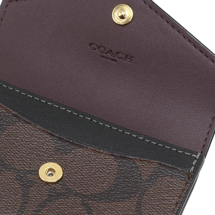 Coach Flap Card Case In Signature Canvas in Brown/ Black CH202