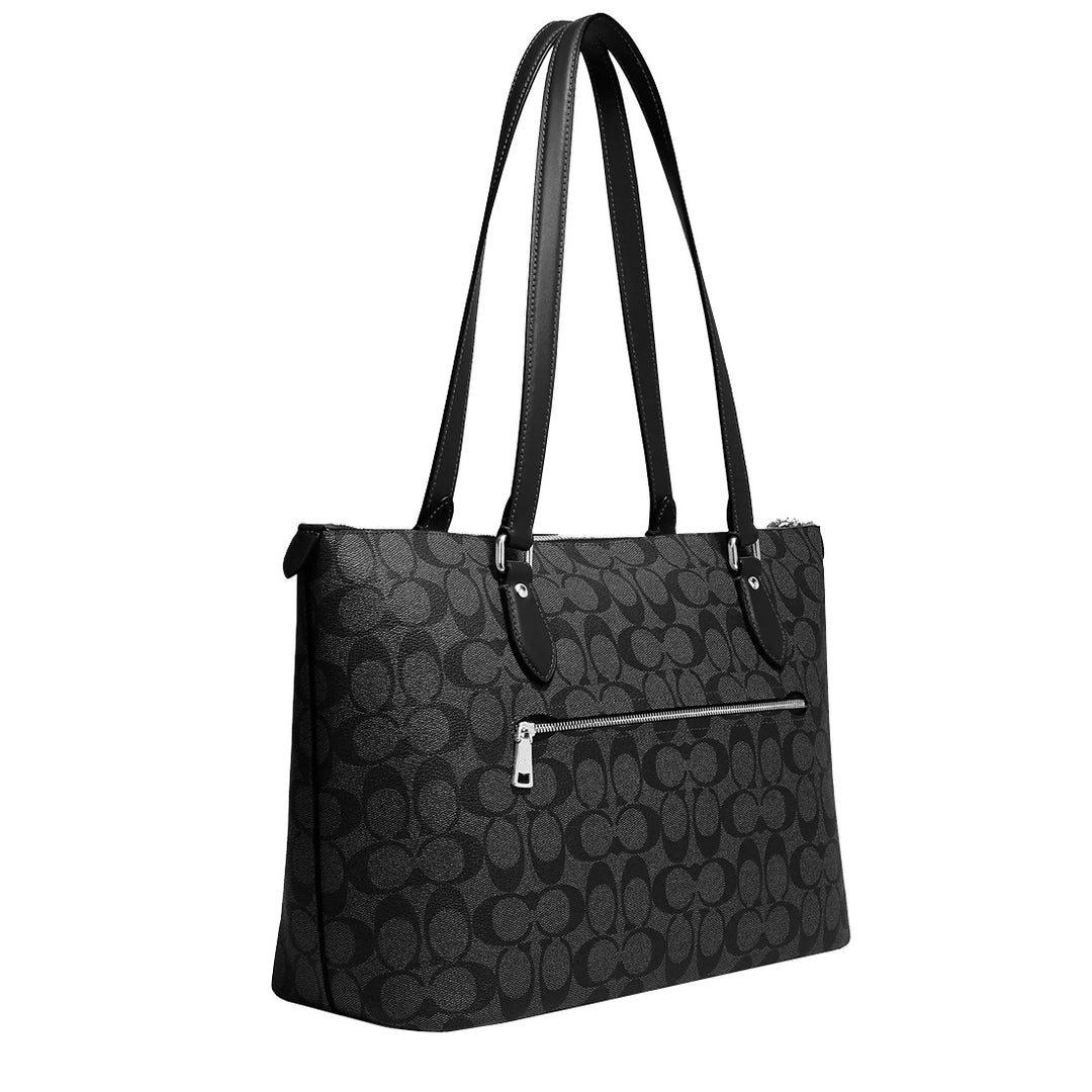 バッグ COACH Signature Canvas Tassel Bag Black Buy Coach Gallery Tote Bag In Signature Canvas in Graphite/ Black