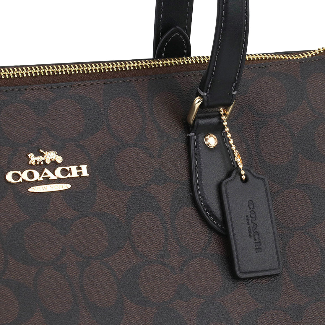 Coach Gallery Tote Bag In Signature Canvas In Brown Black CH504 coach-gallery-tote-bag-in-signature-canvas-in-brown-black-ch504