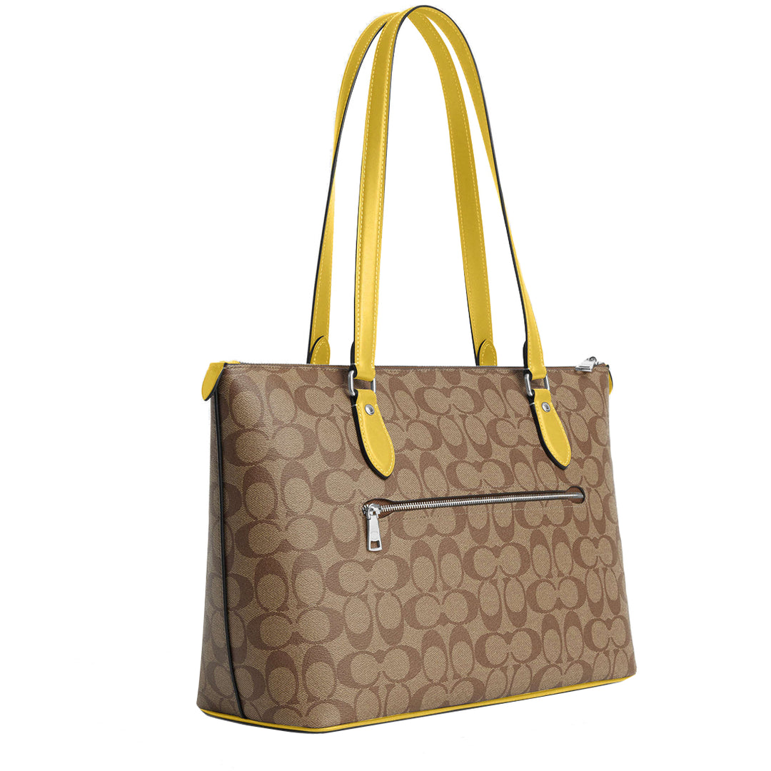 COACH Bag Signature Tote Khaki Yellow SV