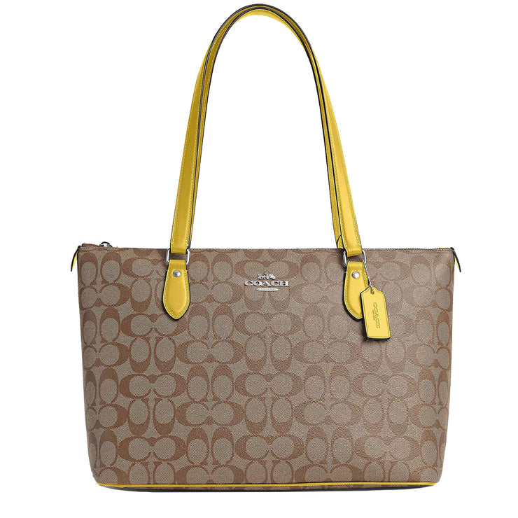 Buy Coach Gallery Tote Bag In Signature Canvas in Khaki/ Retro Yellow CH504 Online in Singapore | PinkOrchard.com