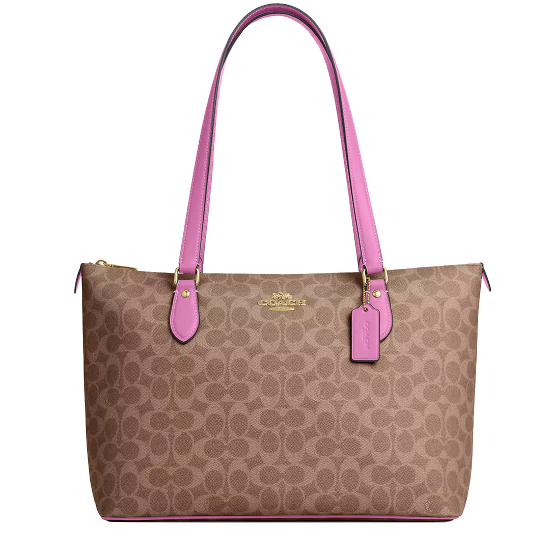 バッグ COACH tote bag signature pink canvas Coach-Gallery-Tote-Bag-In-