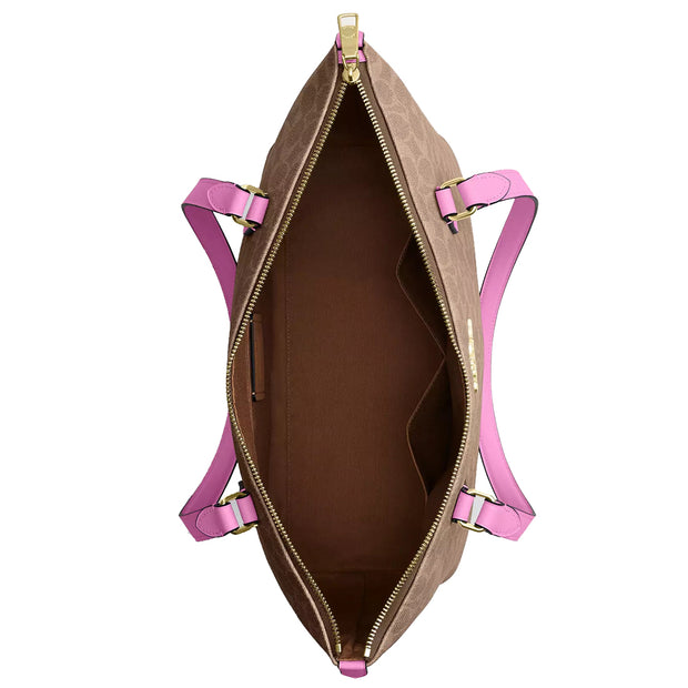 Buy Coach Gallery Tote Bag In Signature Canvas in Tan/ Fuschia CW381 Online in Singapore | PinkOrchard.com