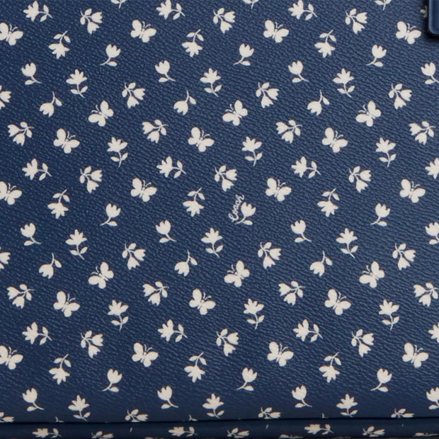 Closeup of Coach Gallery Tote Bag With Floral Print - Deep Blue Multi CBM20