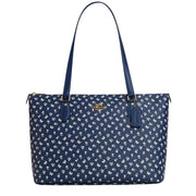 Front View of Coach Gallery Tote Bag With Floral Print - Deep Blue Multi CBM20