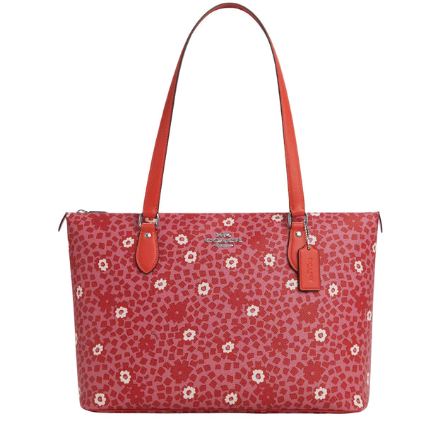 Front View of Coach Gallery Tote Bag With Floral Print - Pink Multi CBM19